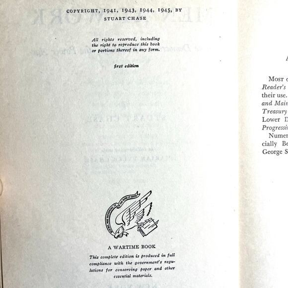 Men at Work by Stuart Chase 1945 First Edition Wartime Book Harcourt Brace - Picture 6 of 8